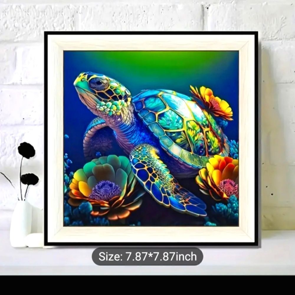 Diamond Painting Kit,  Sea Turtle, measures 20 x 20 cm